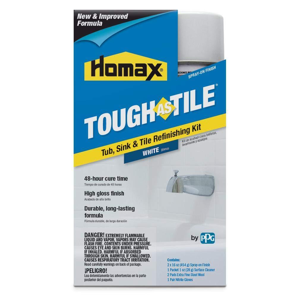 image:imageHomax 41072031530 Tough As Tile Tub Sink and Tile Refinishing Kit Aerosol White 32 ozwhite
