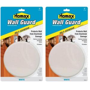 Homax Wall Guard, White, 5″, Self-Adhesive, Doorknob Protector(5″ (Pack of 2))